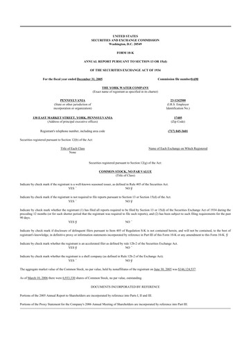 Thumbnail York Water 10-K Annual Report 