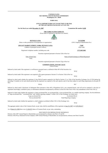 Thumbnail York Water 10-K Annual Report 