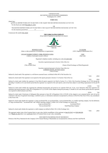 Thumbnail York Water 10-K Annual Report 2013