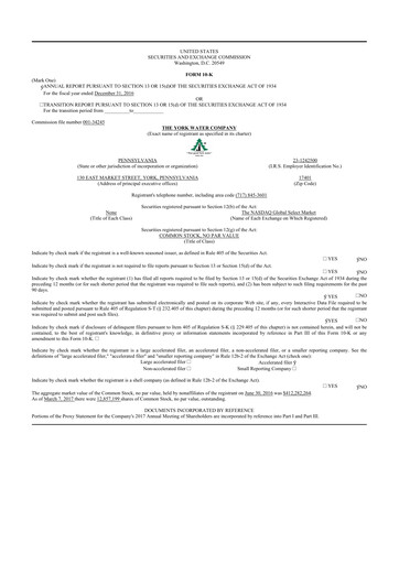 Thumbnail York Water 10-K Annual Report 2016