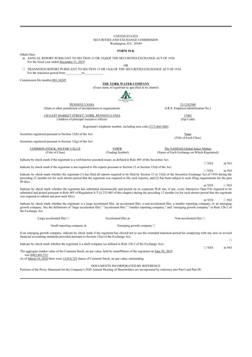 Thumbnail York Water 10-K Annual Report 2019