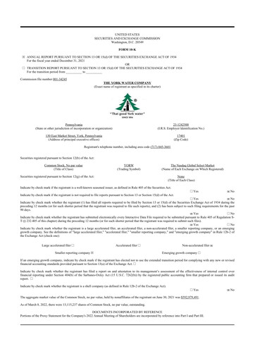 Thumbnail York Water 10-K Annual Report 2021