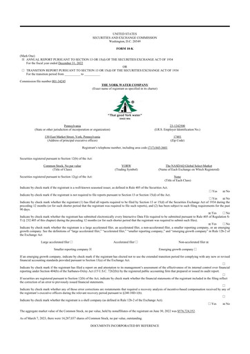 Thumbnail York Water 10-K Annual Report 2022