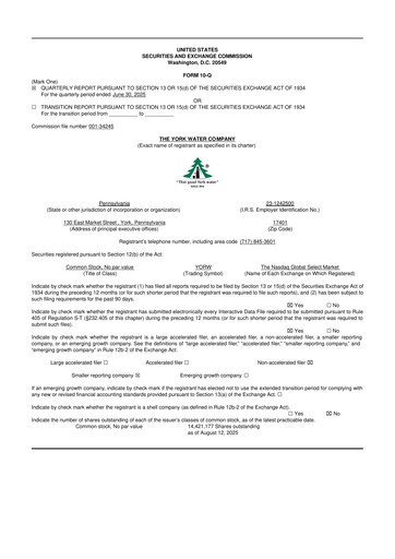 Thumbnail York Water 10-Q Quarterly Report FY2025 