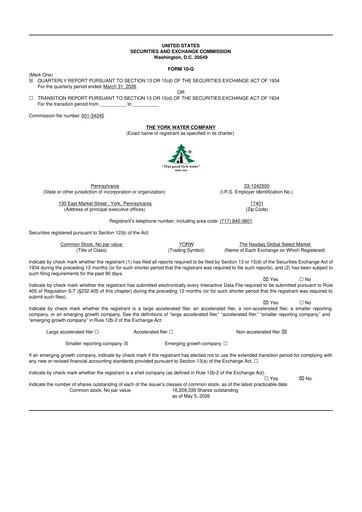 Thumbnail York Water 10-Q Quarterly Report FY2026 