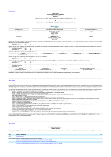 Thumbnail Spectrum Brands
 10-Q Quarterly Report FY2019 