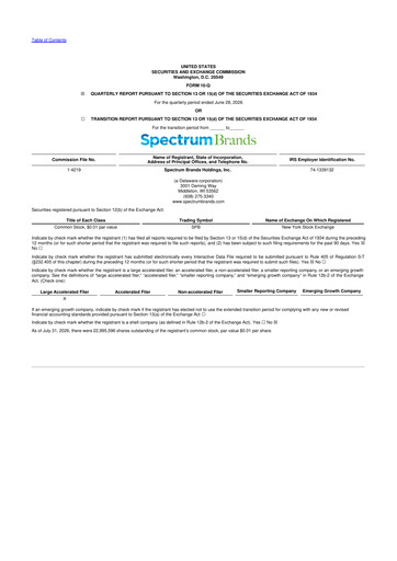 Thumbnail Spectrum Brands
 10-Q Quarterly Report FY2026 