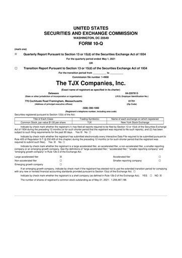 Thumbnail TJX Companies 10-Q Quarterly Report FY2022 