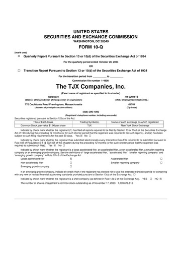 Thumbnail TJX Companies 10-Q Quarterly Report FY2024 