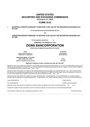 Thumbnail Zions Bancorporation
 10-Q Quarterly Report FY2012 