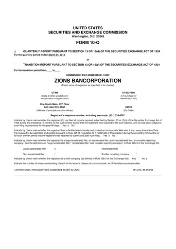 Thumbnail Zions Bancorporation
 10-Q Quarterly Report FY2013 