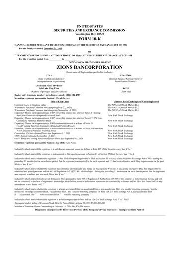 Thumbnail Zions Bancorporation
 10-K Annual Report 2013