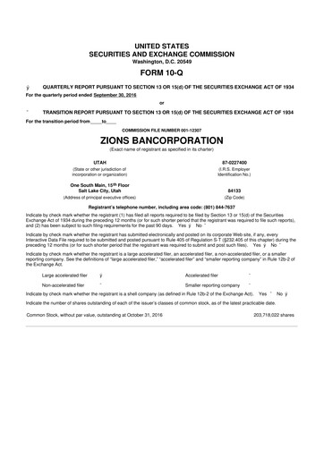 Thumbnail Zions Bancorporation
 10-Q Quarterly Report FY2016 