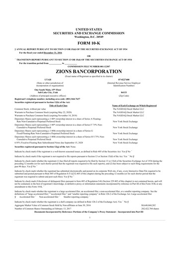 Thumbnail Zions Bancorporation
 10-K Annual Report 2016