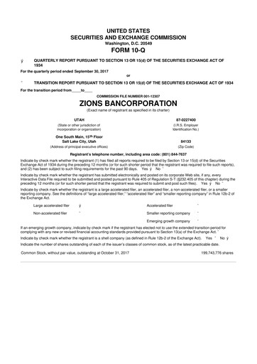 Thumbnail Zions Bancorporation
 10-Q Quarterly Report FY2017 