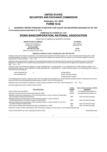 Thumbnail Zions Bancorporation
 10-Q Quarterly Report FY2019 