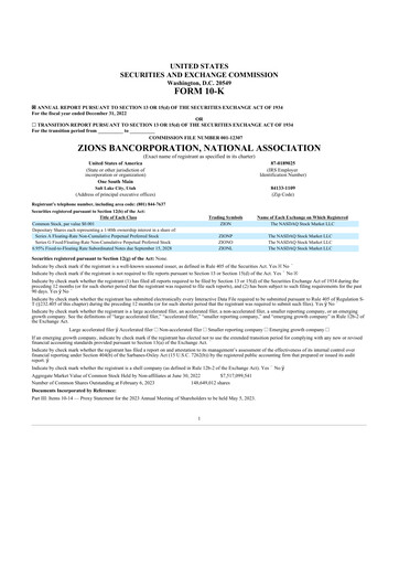 Thumbnail Zions Bancorporation
 10-K Annual Report 2022