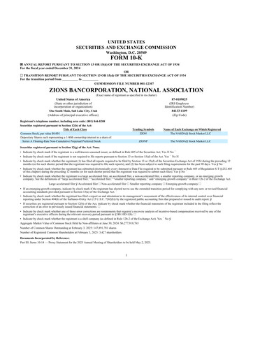 Thumbnail Zions Bancorporation
 10-K Annual Report 2024