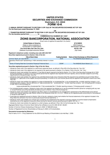 Thumbnail Zions Bancorporation
 10-K Annual Report 2025