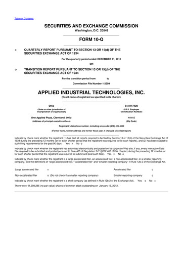 Vorschaubild Applied Industrial Technologies
 10-Q Quartalsbericht 2012 