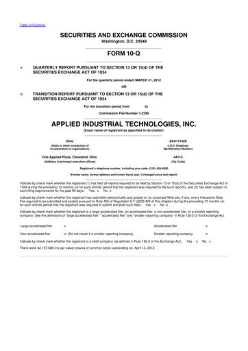 Vorschaubild Applied Industrial Technologies
 10-Q Quartalsbericht 2012 