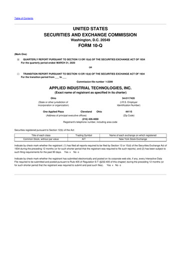 Vorschaubild Applied Industrial Technologies
 10-Q Quartalsbericht 2020 
