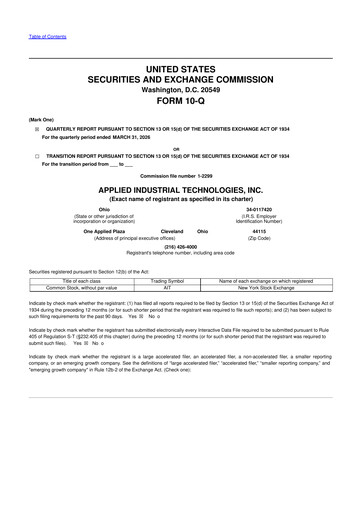Thumbnail Applied Industrial Technologies
 10-Q Quarterly Report FY 