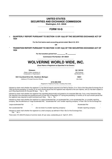 Thumbnail Wolverine World Wide
 10-Q Quarterly Report FY2014 
