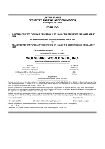 Thumbnail Wolverine World Wide
 10-Q Quarterly Report FY2014 