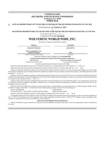 Thumbnail Wolverine World Wide
 10-K Annual Report 2015