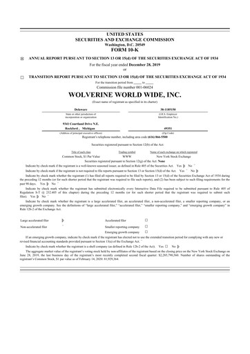 Thumbnail Wolverine World Wide
 10-K Annual Report 2019