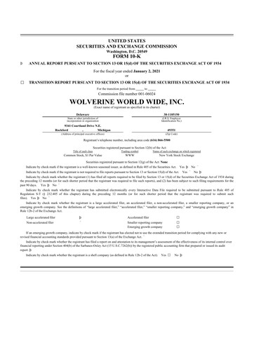 Thumbnail Wolverine World Wide
 10-K Annual Report 2020