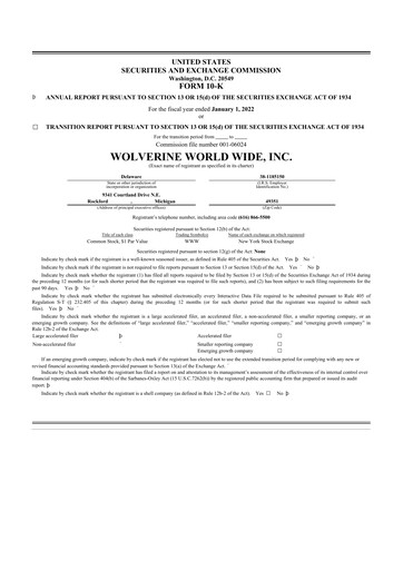 Thumbnail Wolverine World Wide
 10-K Annual Report 2021