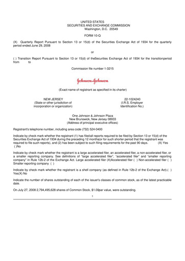 Vorschaubild Johnson & Johnson 10-Q Quartalsbericht  