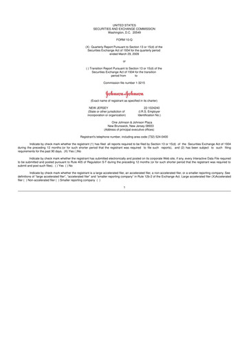 Vorschaubild Johnson & Johnson 10-Q Quartalsbericht  