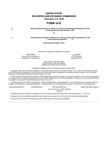 Vorschaubild Johnson & Johnson 10-Q Quartalsbericht 2012 