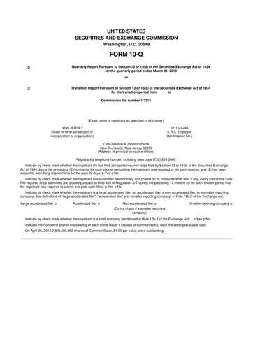 Vorschaubild Johnson & Johnson 10-Q Quartalsbericht 2013 