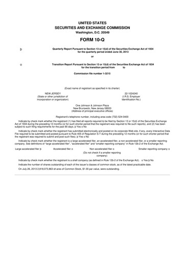 Vorschaubild Johnson & Johnson 10-Q Quartalsbericht 2013 