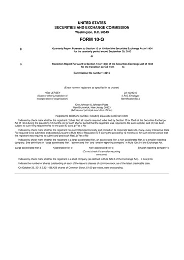 Vorschaubild Johnson & Johnson 10-Q Quartalsbericht 2013 