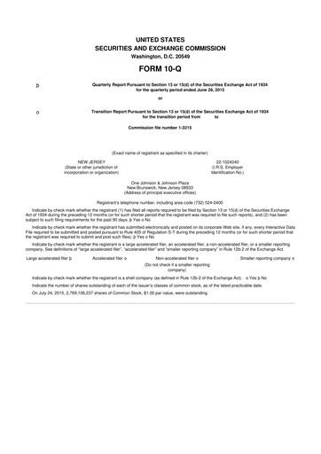 Vorschaubild Johnson & Johnson 10-Q Quartalsbericht 2015 