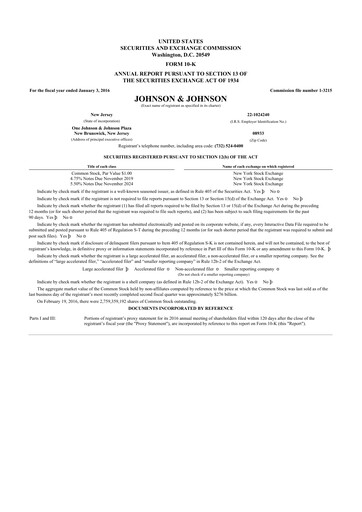 Thumbnail Johnson & Johnson 10-K Annual Report 2015