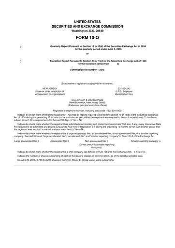 Vorschaubild Johnson & Johnson 10-Q Quartalsbericht 2016 