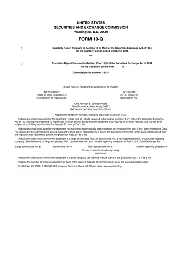 Vorschaubild Johnson & Johnson 10-Q Quartalsbericht 2016 