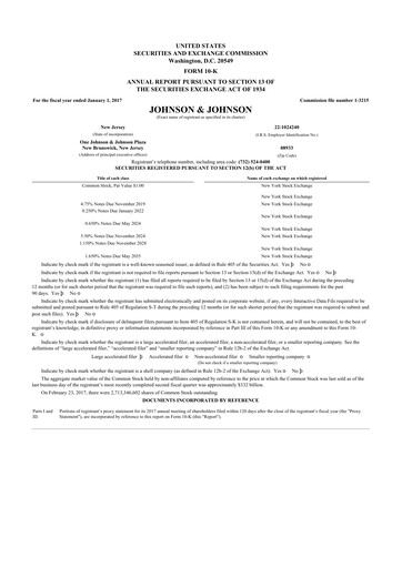 Thumbnail Johnson & Johnson 10-K Annual Report 2016