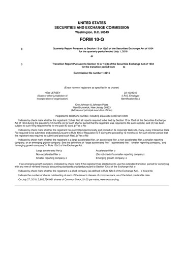 Vorschaubild Johnson & Johnson 10-Q Quartalsbericht 2018 