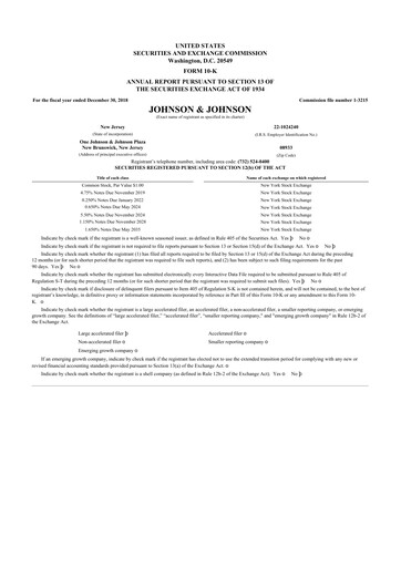 Thumbnail Johnson & Johnson 10-K Annual Report 2018