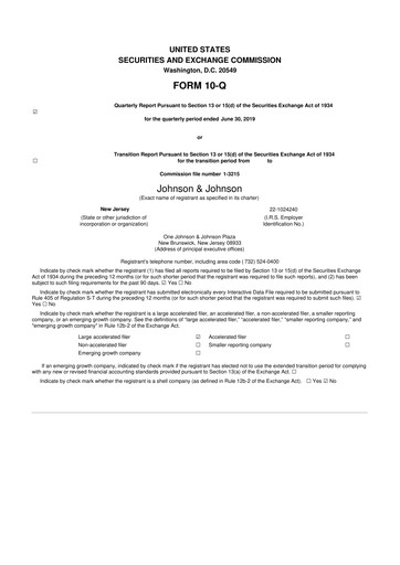 Vorschaubild Johnson & Johnson 10-Q Quartalsbericht 2019 