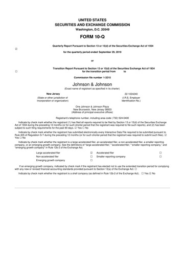 Vorschaubild Johnson & Johnson 10-Q Quartalsbericht 2019 