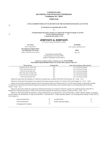 Thumbnail Johnson & Johnson 10-K Annual Report 2019