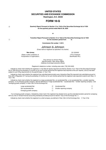 Vorschaubild Johnson & Johnson 10-Q Quartalsbericht 2020 